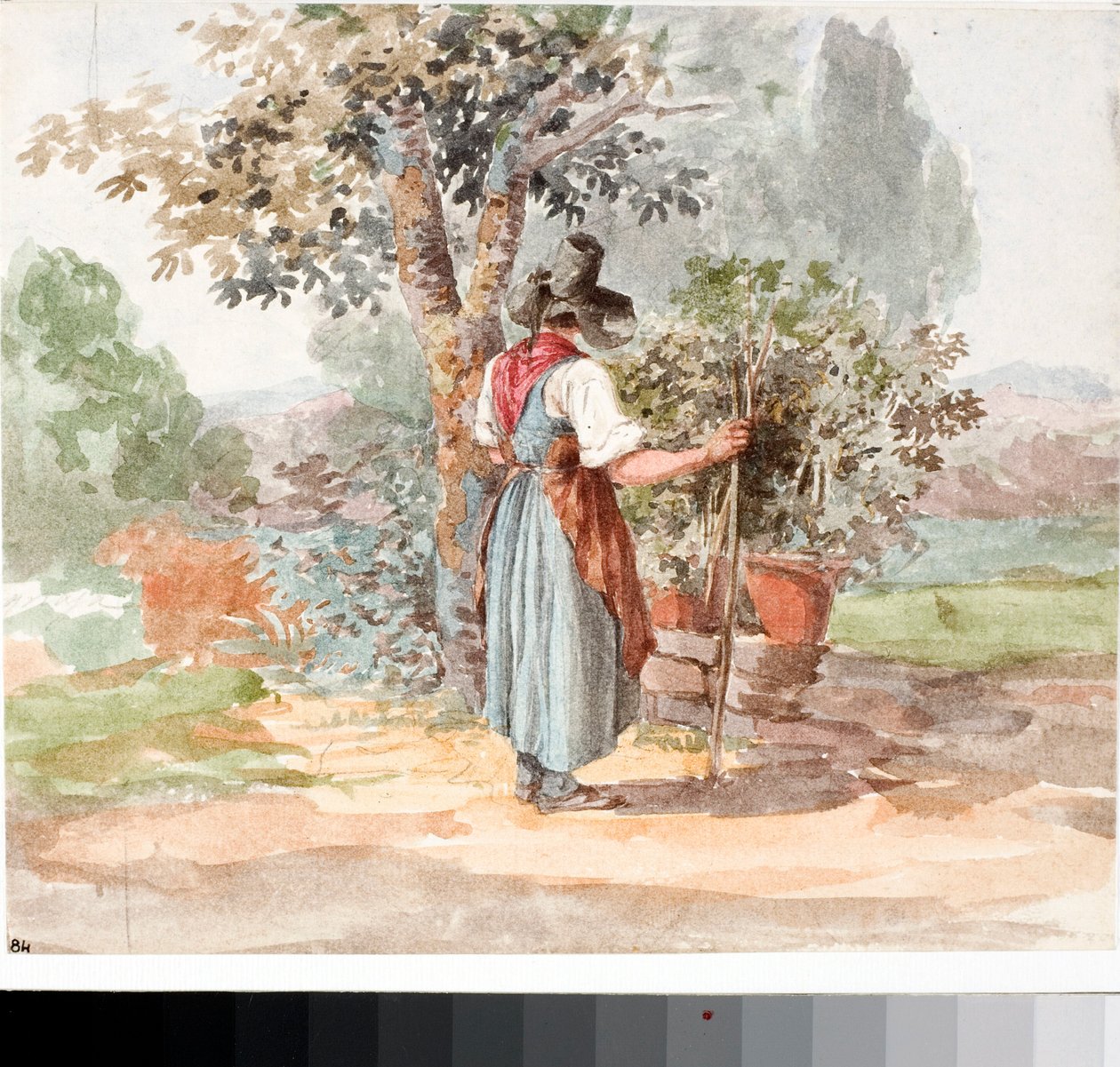 Egy vidéki lány Firenze közelében (akvarell, 1825 körül) alkotó: Luigi Garibbo