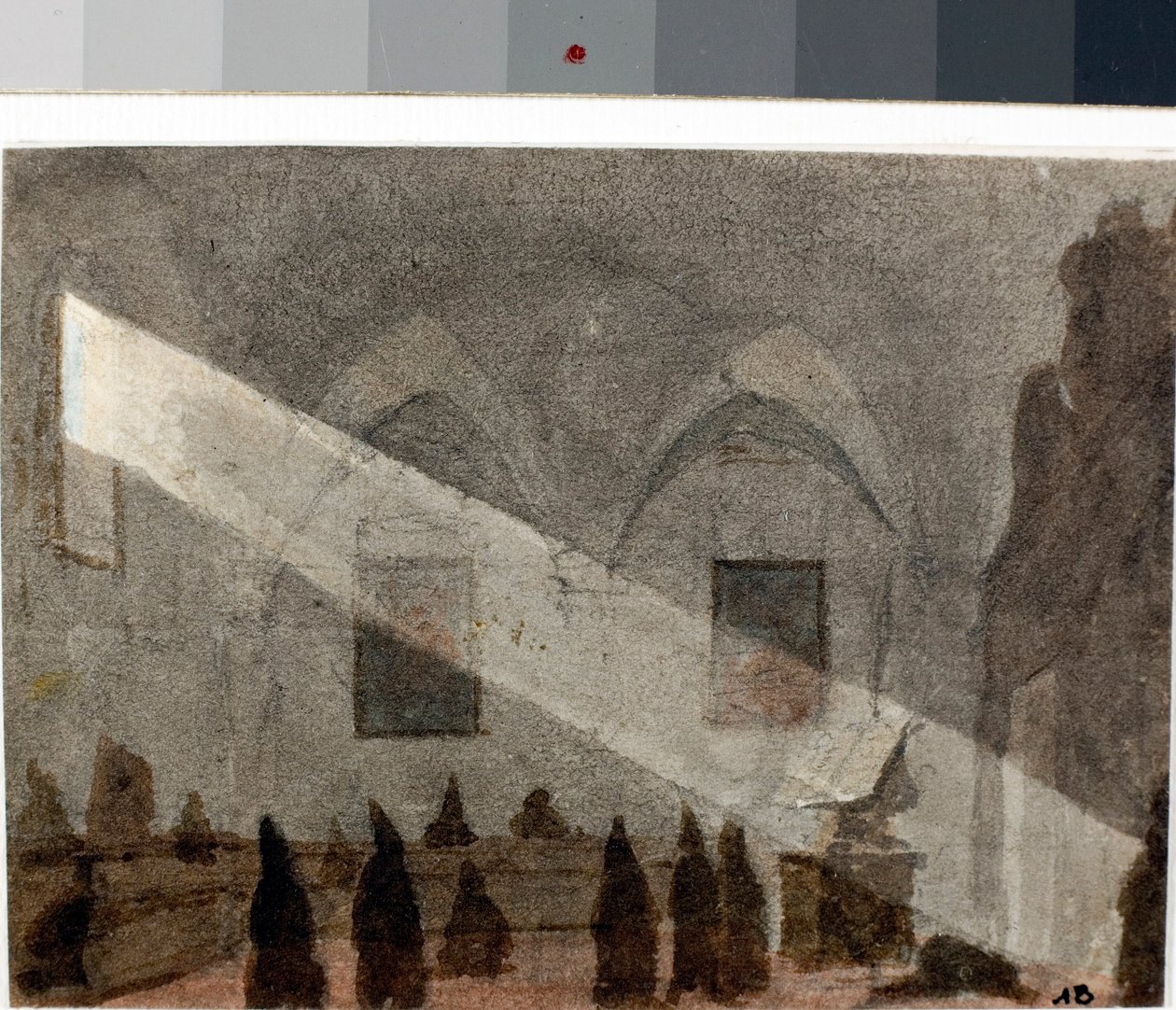 Egy kolostor refektóriuma (akvarell, 1825 körül) alkotó: Luigi Garibbo