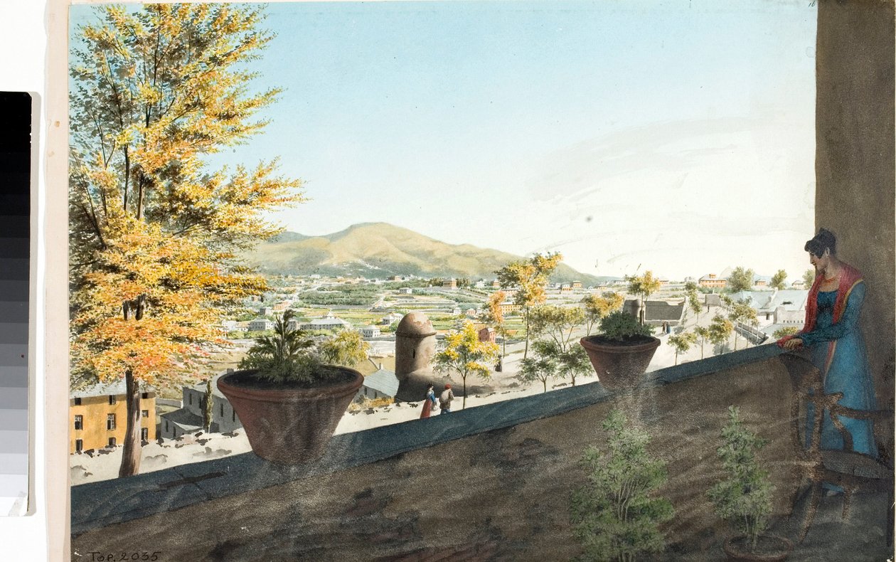 Genova perifériájának környékei (Rajz és akvarell, 1825 körül) alkotó: Luigi Garibbo