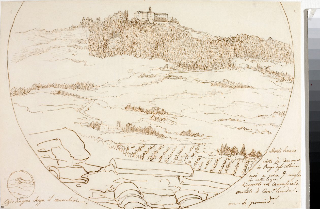 A Firenze melletti monte Senario kilátása (rajz, 1833 körül) alkotó: Luigi Garibbo