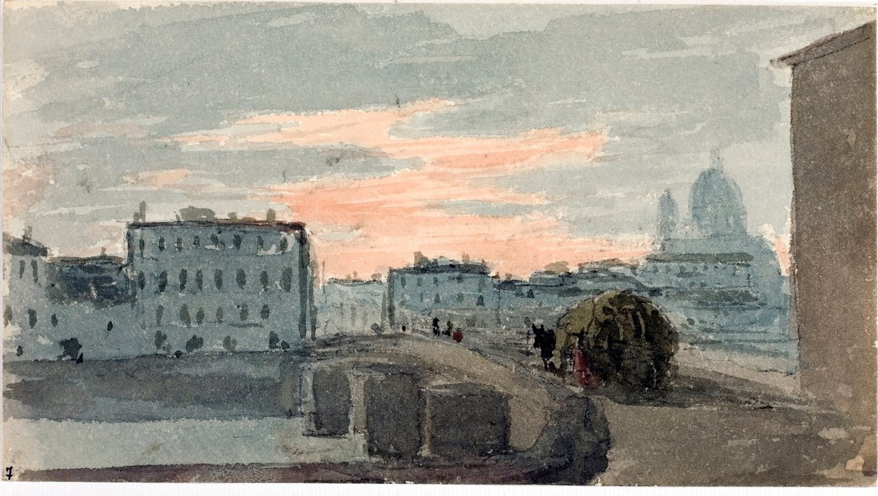 Kilátás a Carraia hídjára, Firenze (akvarell alkotó: Luigi Garibbo