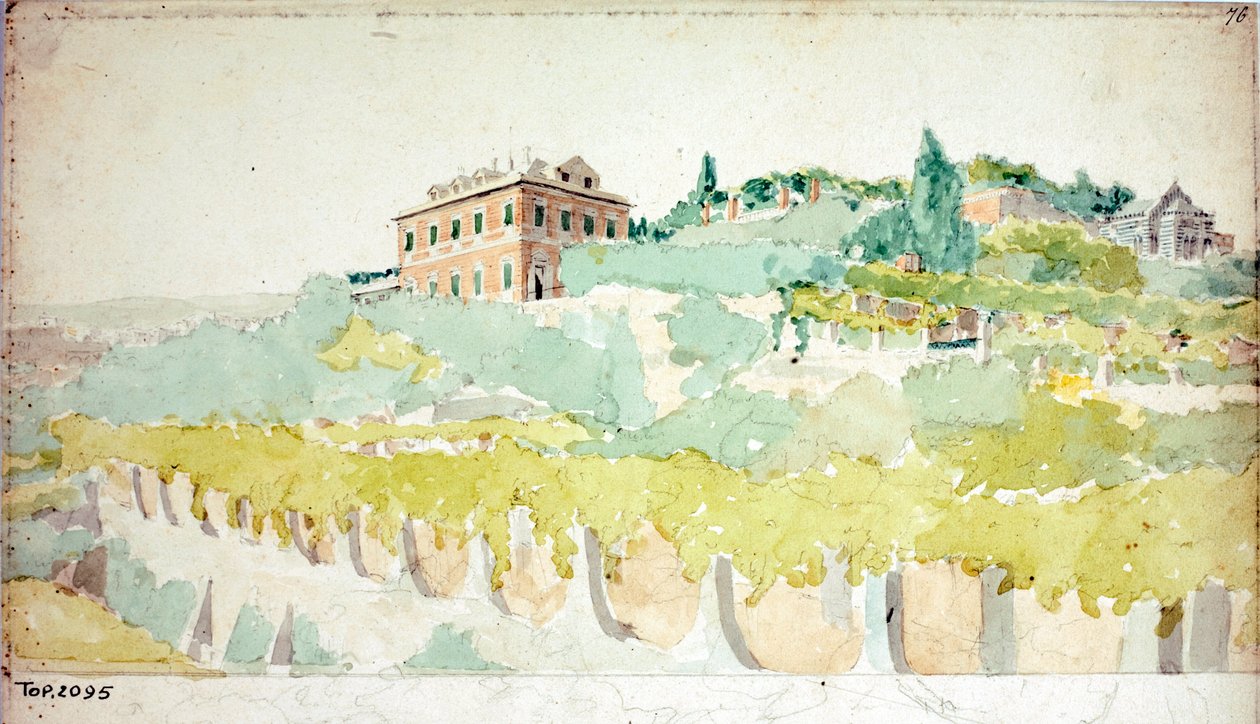 Gian Carlo di Negro márki villája (akvarell, 1820 körül) alkotó: Luigi Garibbo