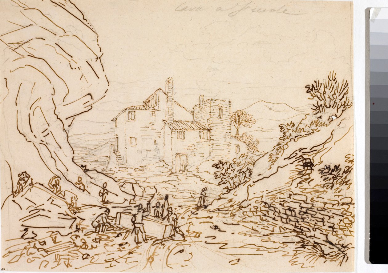 Munkások a Firenze melletti Fiesole-i kőbányában (Tintarajz, 1823 körül) alkotó: Luigi Garibbo
