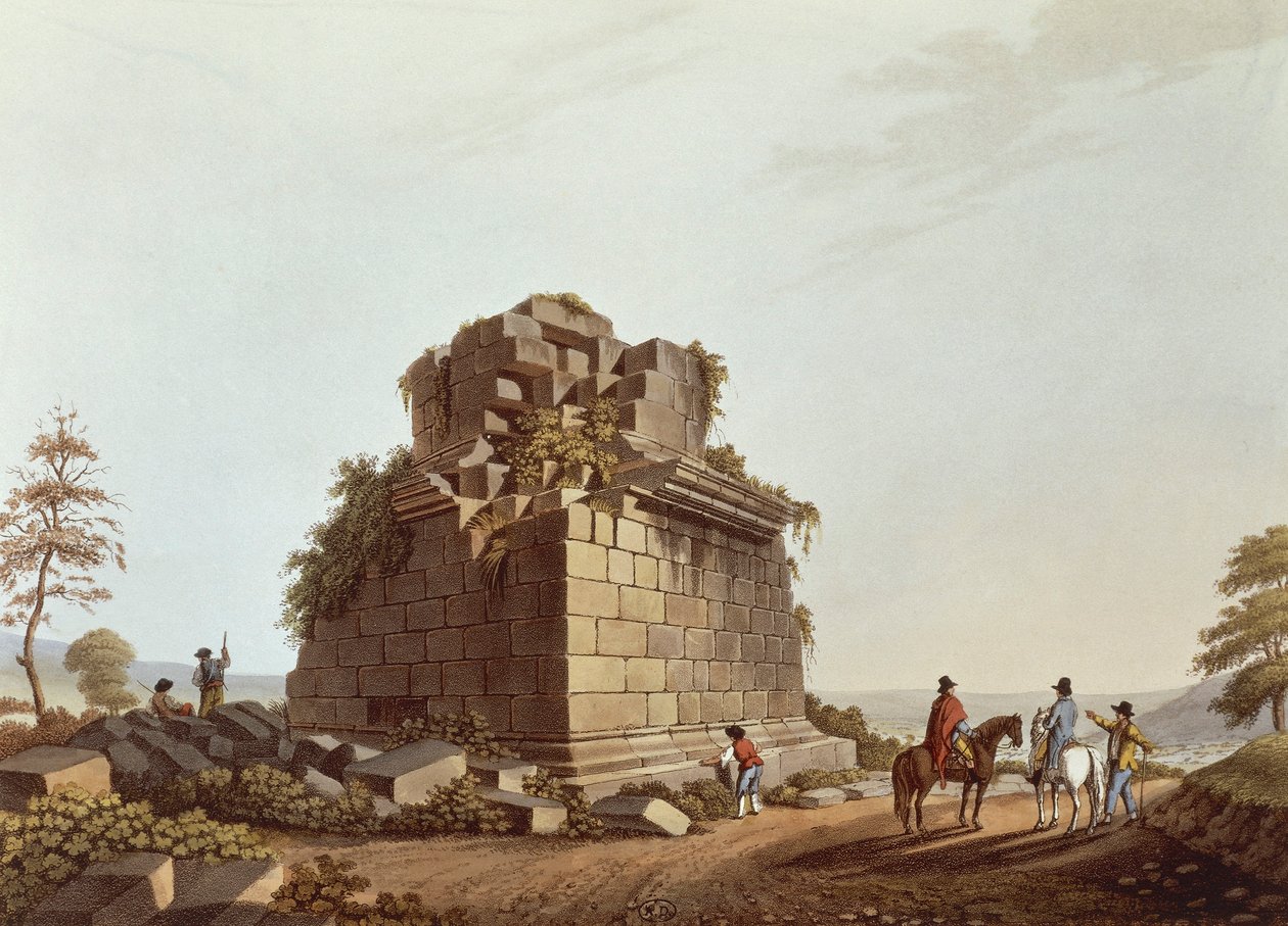 Monumentális oszlop alapja, Szicília, Illusztráció az olaszországi kilátásokból, Luigi Mayer alkotó: Luigi Mayer