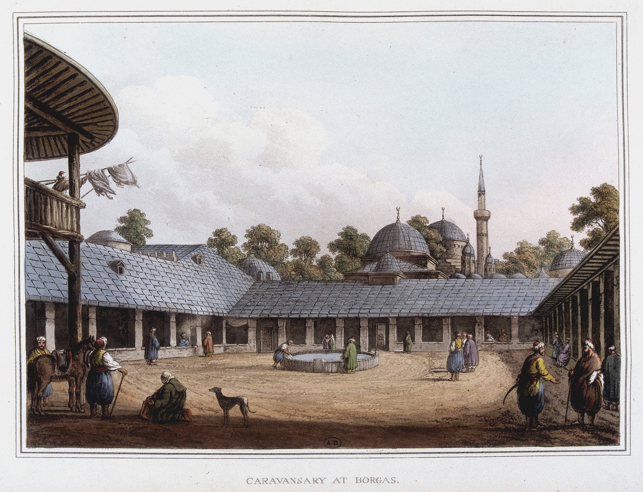 Kemping a Borgasban. "" Kilátások az oszmán uralmakban, Európában, Ázsiában és néhány mediterrán szigeten"" című részben Luigi Mayer, London eredeti rajzaiból alkotó: Luigi Mayer