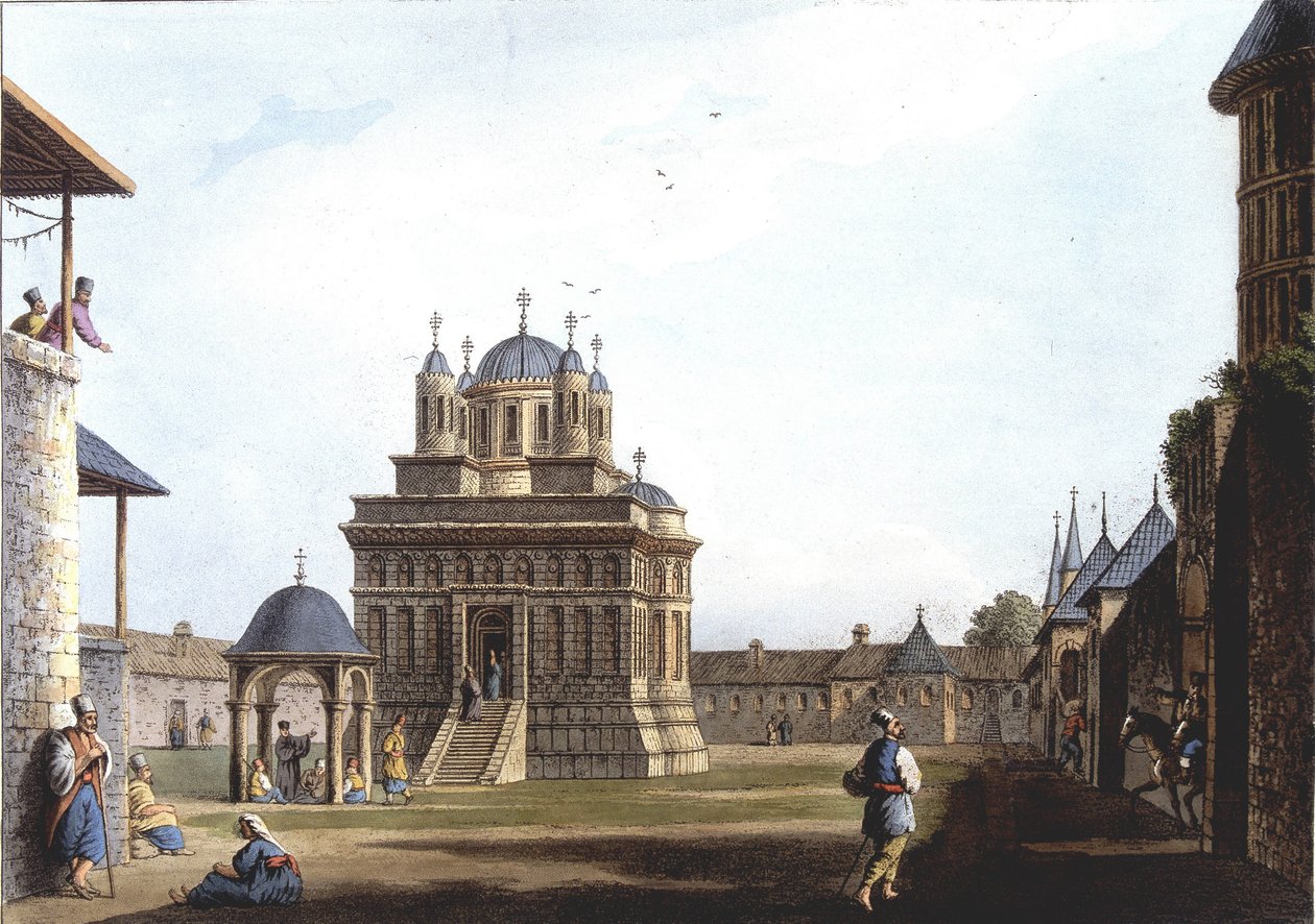 Szent Mária templom és kolostor, Törökország. "" Kilátások az oszmán uralmakban, Európában, Ázsiában és néhány mediterrán szigeten"" című részben Luigi Mayer (London) eredeti rajzaiból alkotó: Luigi Mayer