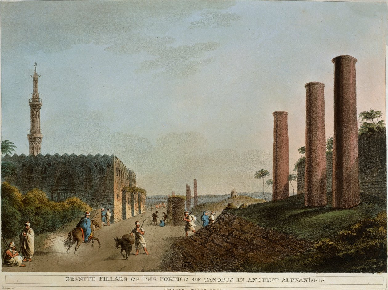 Egyiptom, Alexandria, Luigi Mayer Canopus portikuszának gránitoszlopai alkotó: Luigi Mayer