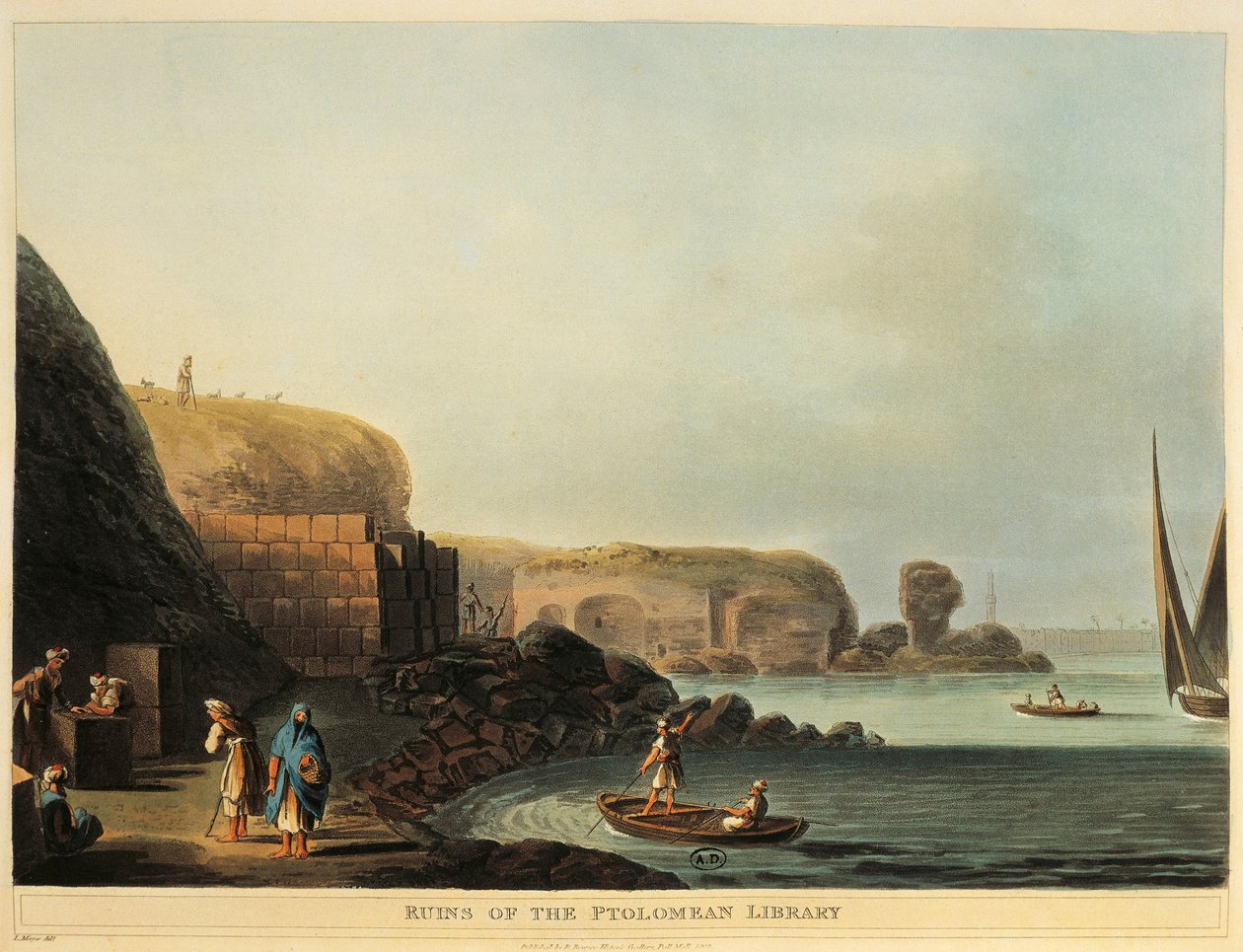 Egyiptom, Alexandria, Ptolemaiosz Könyvtár romjai Luigi Mayer által alkotó: Luigi Mayer