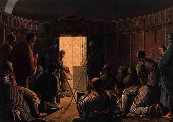 A Szent Sír-kápolna bejárata, a „Palesztina nézetei”, II. kötet, kiadó: R. Bowyer Historic Gallery, London alkotó: Luigi Mayer