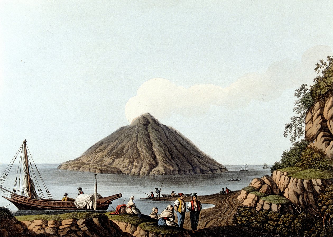 Stromboli szigete – „” Kilátások az oszmán uralmakban, Európában, Ázsiában és néhány mediterrán szigeten””, Luigi Mayer, London alkotó: Luigi Mayer