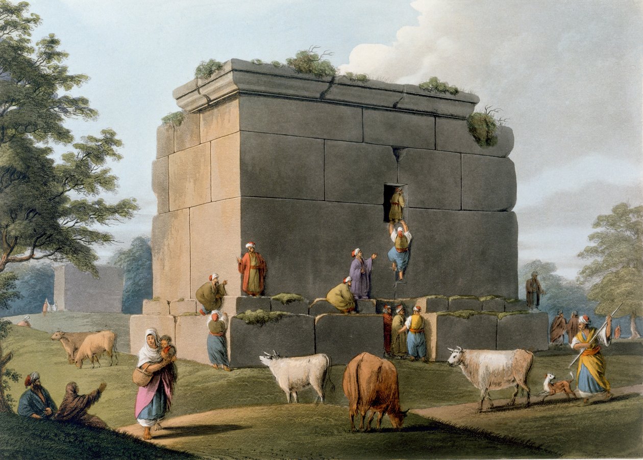 Emlékmű Tripoli és Tortosa között, William Watts (1752-1851) metszete, 1806 alkotó: Luigi Mayer