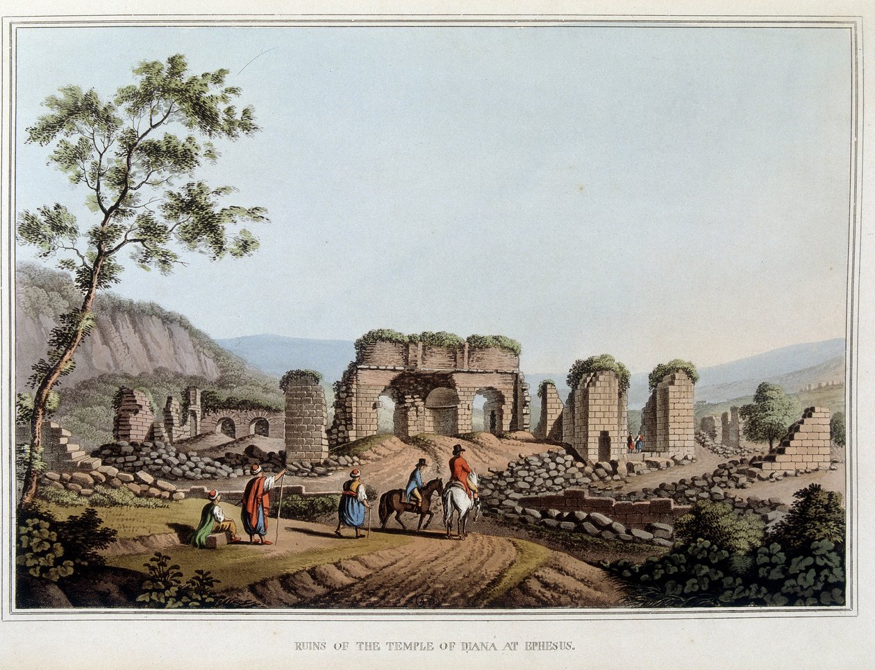 Diane (Artemisz) templomának romjai Ephesében, Görögország egykori ősi városában, ma Törökországban. "" Kilátások az oszmán uralmakban, Európában, Ázsiában és néhány mediterrán szigeten"" című részben Luigi Mayer, London eredeti rajzaiból alkotó: Luigi Mayer