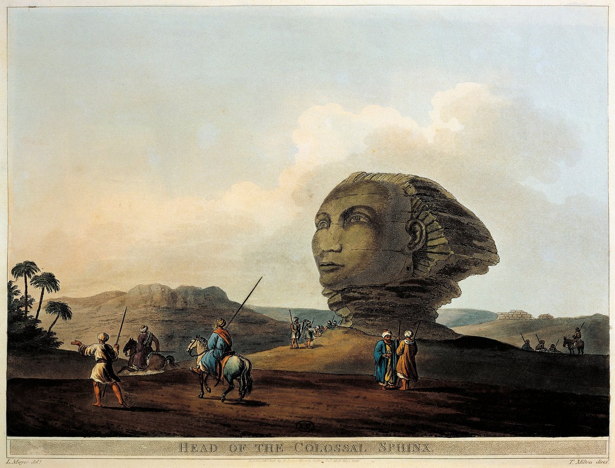 Szfinx fej Egyiptomban a Views in Egypt-ből, Luigi Mayer, metszet alkotó: Luigi Mayer