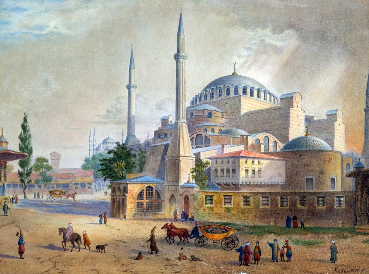 A Hagia Sophia Konstantinápolyban par Mayer, Luigi (1755-1803). Akvarell papíron, mérete: 26,5x36 alkotó: Luigi Mayer