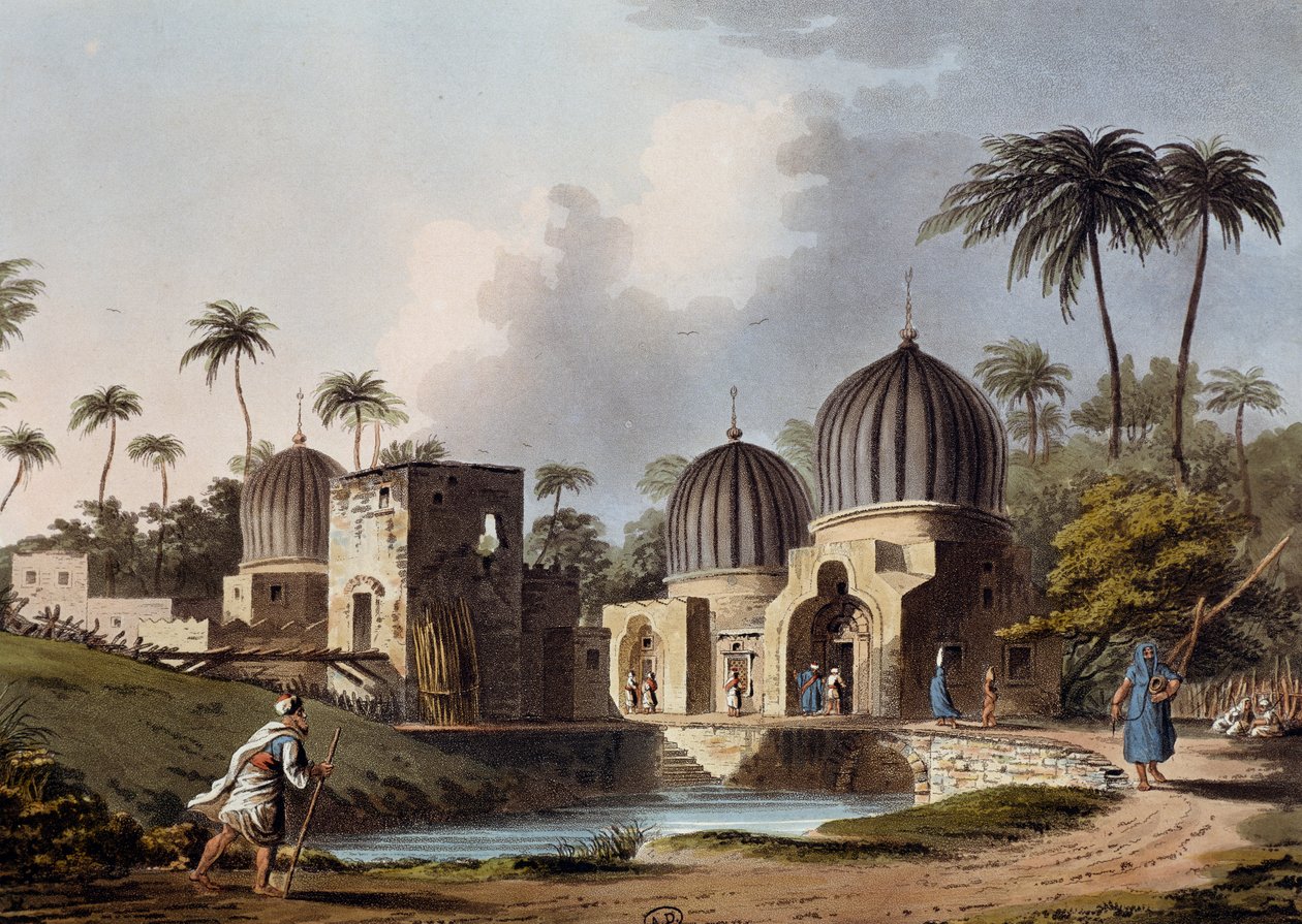 Arab szentek sírjai Rosettában, metszet, Luigi Mayer (1755-kb. 1803), Látványok Egyiptomban, Palesztinában és az Oszmán Birodalom más részein alkotó: Luigi Mayer