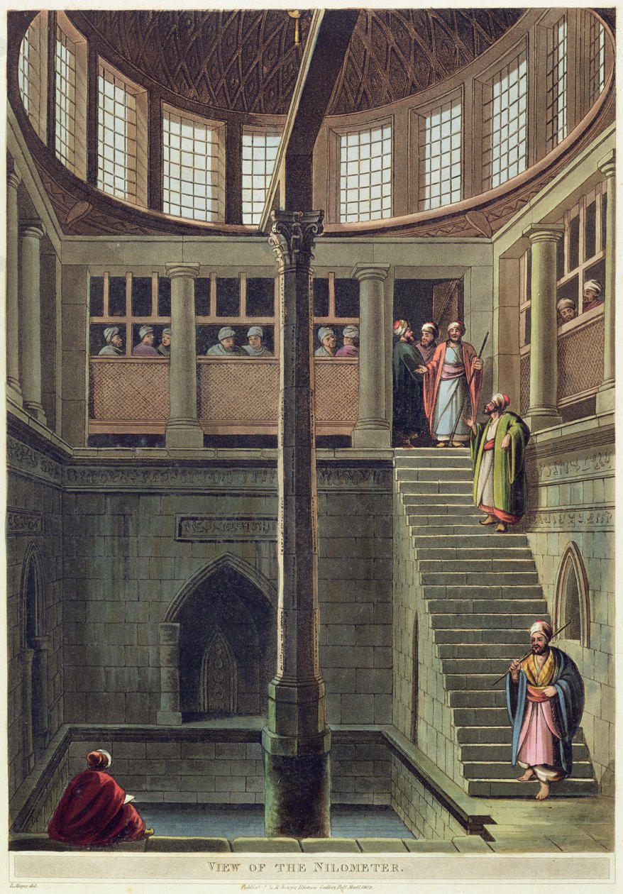 Kilátás a Nilométerre, 2. tábla a „Views of Egypt”-ből, Thomas Milton (1743-1827) kocsma metszetével. írta: Robert Bowyer (1758-1834) 1802 (akvatinta) alkotó: Luigi Mayer