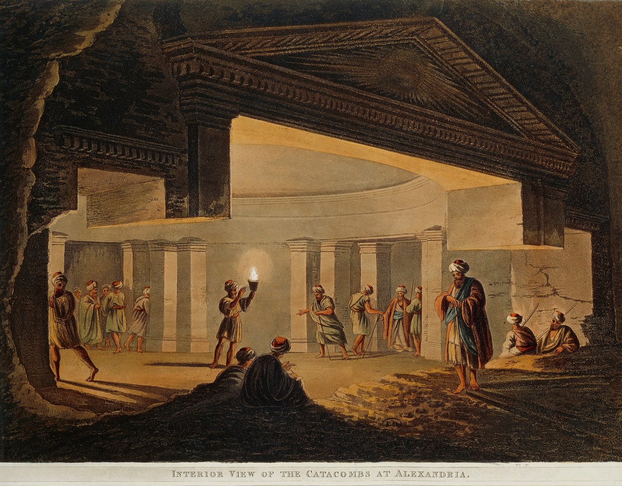Kilátás az alexandriai (Egyiptom) katakombákra Luigi Mayer Egyiptom látványaiból, metszet alkotó: Luigi Mayer