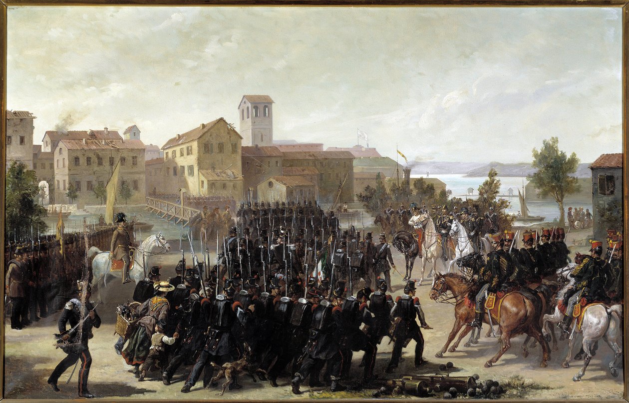 Peschiera del Garda városának piemontiak általi elfoglalása, 1848. május 30. (olaj, vászon alkotó: Luigi Morgari