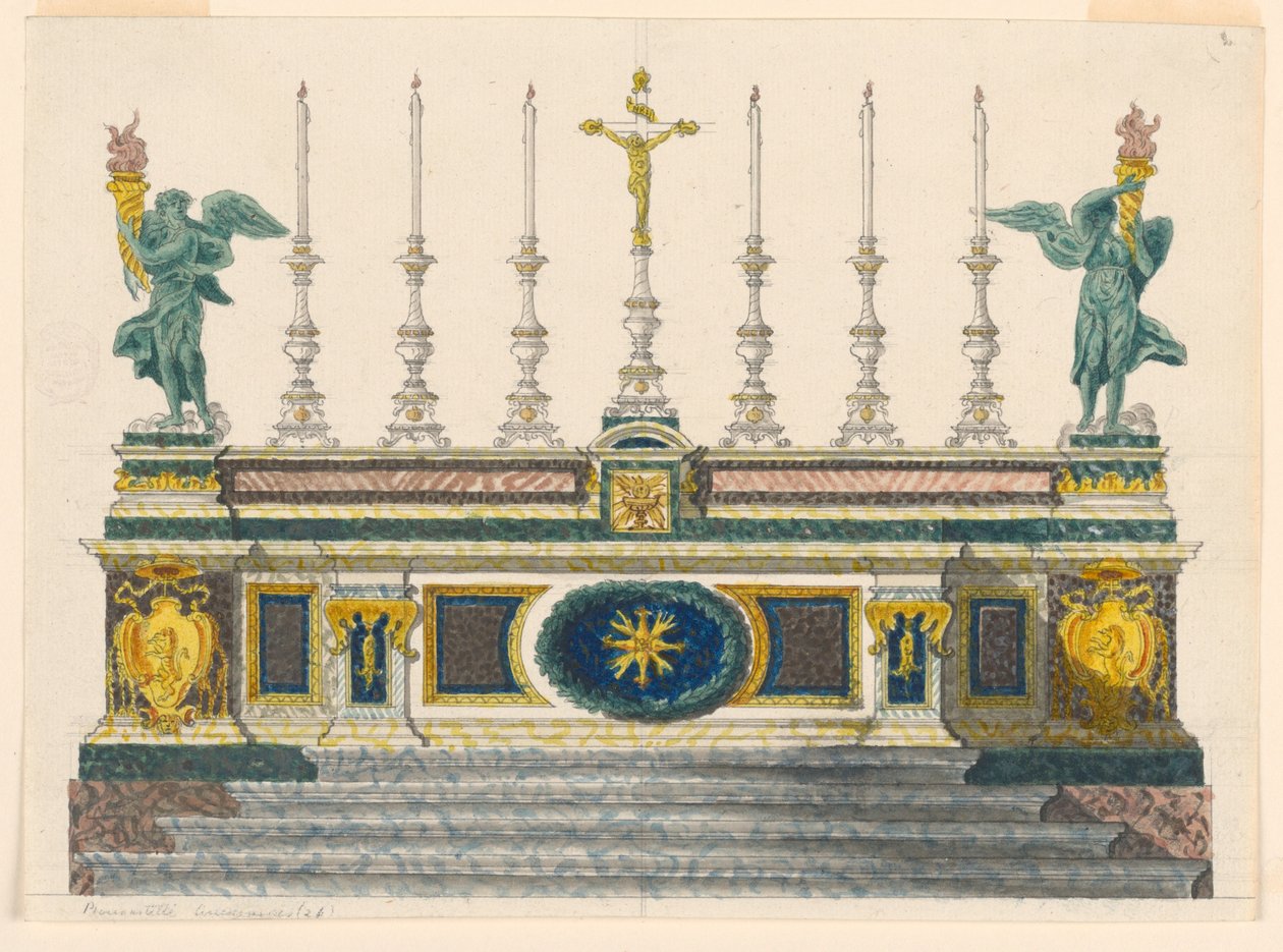 Rajz, Színes márványok oltára, 1820 körül. alkotó: Luigi Righetti