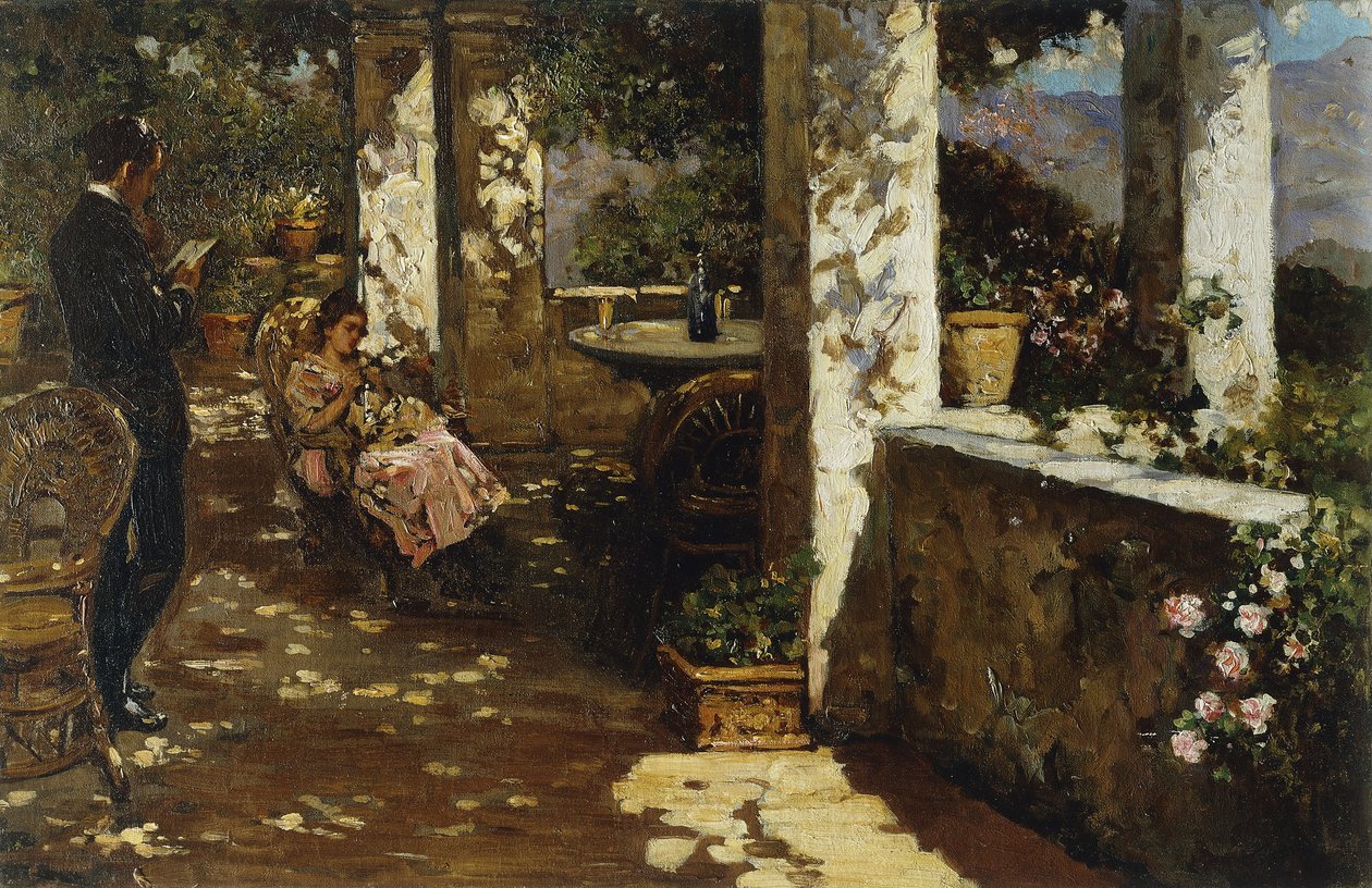 Pihenés a teraszon, alkotó: Luigi Rossi