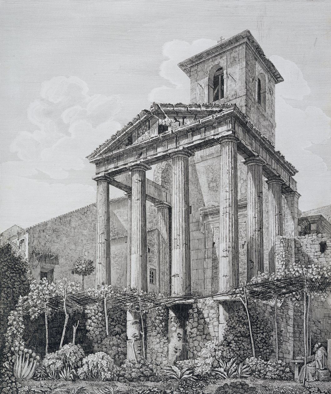 Herkules temploma Corában, a „Róma körvonalainak régiségei”, 1824-26 között (lásd még: 205039) alkotó: Luigi Rossini