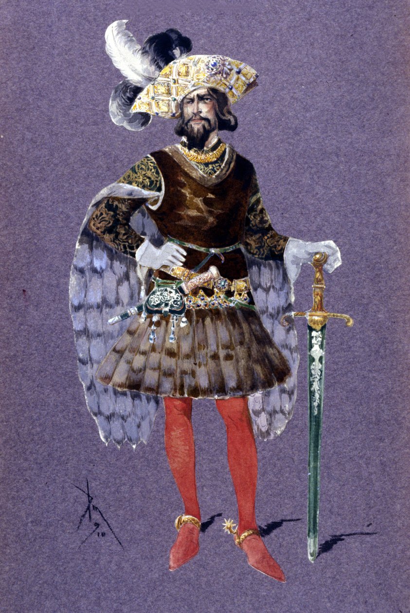 Kék szakáll. Luigi Sapelli Caramba (1865-1936) rajza 1910-ből Paul Dukas Ariane és kékszakáll című operájához alkotó: Luigi Sapelli Caramba