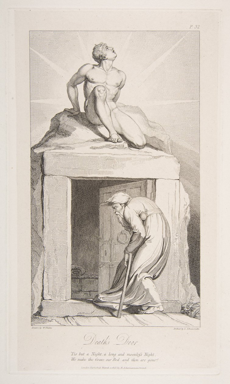 Halálajtó, A sírból, Robert Blair verse, 1813. március 1. alkotó: Luigi Schiavonetti