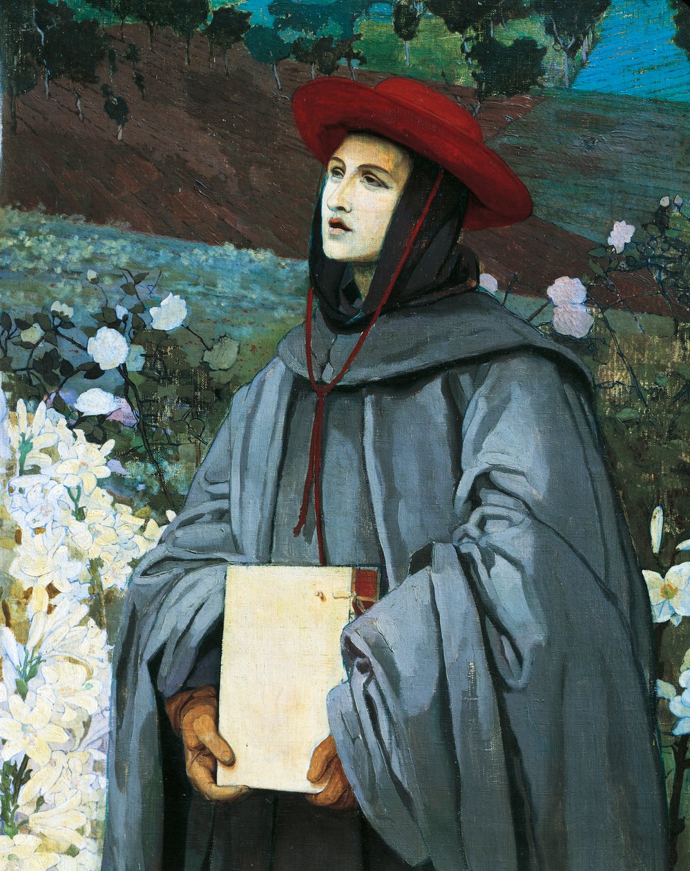 Szent Bonaventura, Luigi Serra (1846-1888) részlete: A Szűzanya jelenése Assisi Szent Ferencnek és Bonaventura. alkotó: Luigi Serra
