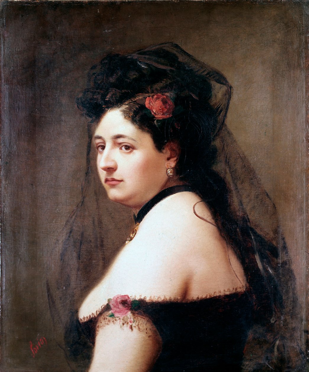 Elisabetta Galletti Gianoli olasz énekesnő portréja (Festmény alkotó: Luigi Sorio