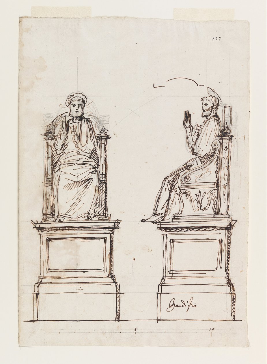 Márványtrónus terve a Szent Péter szoborhoz, Szent Péter, Róma alkotó: Luigi Vanvitelli