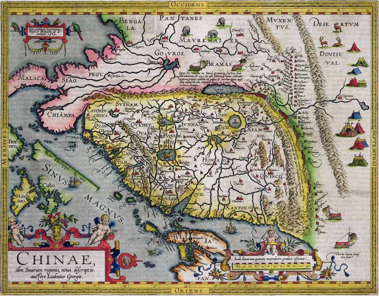 Kína első nyugati atlasztérképe, az Ortelius Theatrum atlaszból, 1584 alkotó: Luis Jorge de Barbuda