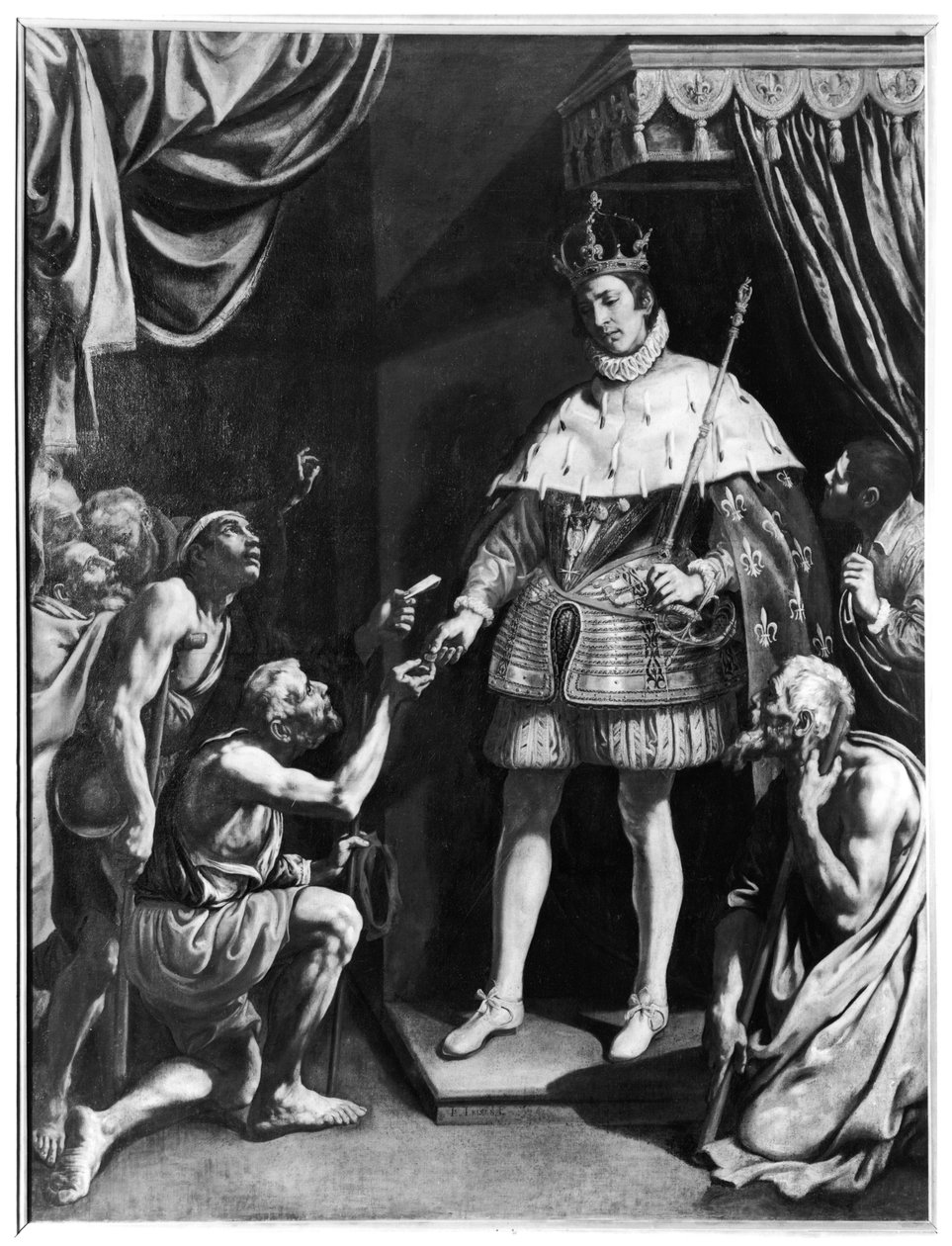 Szent Lajos (1214-70) alamizsnát osztogat, 1615-20 körül alkotó: Luis Tristan de Escamilla