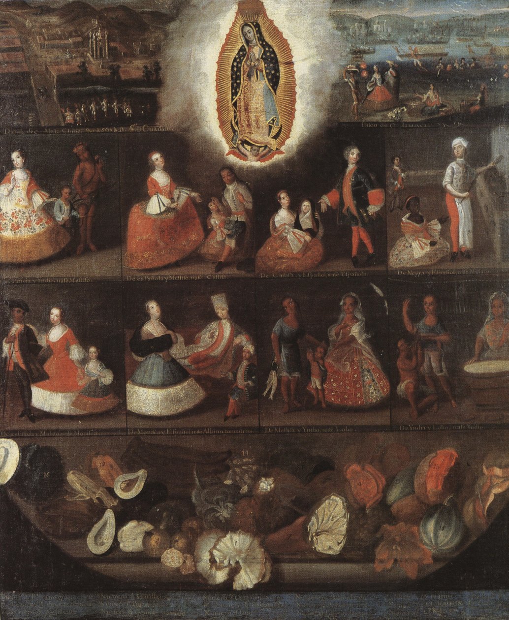 Casta festmény a Guadalupei Szűzről alkotó: Luis de Mena