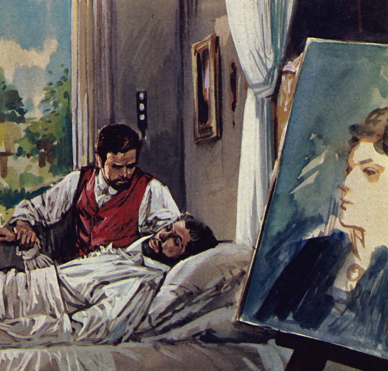 Manet barátja, Chabrier karjaiban halt meg (színes litográfia) alkotó: Luis Arcas Brauner