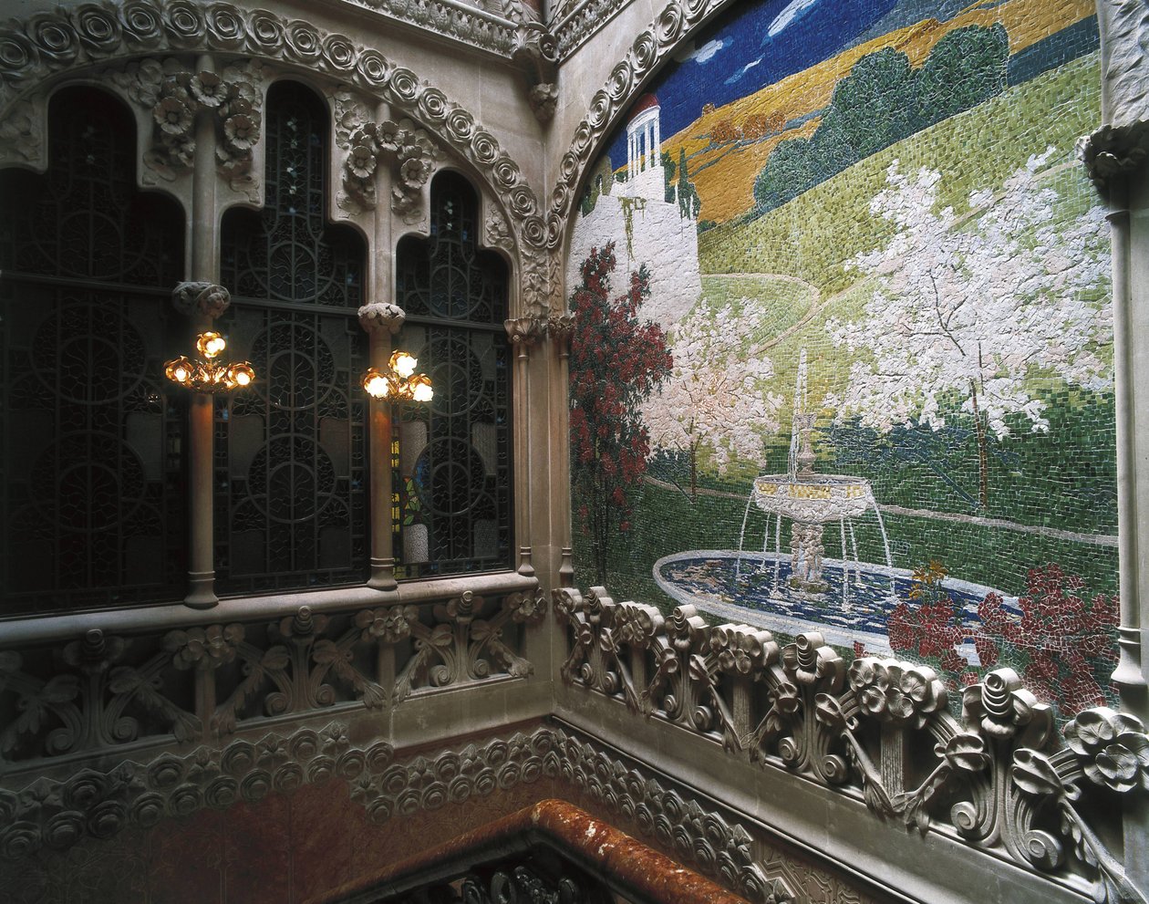 Mosaiques, Casa Nava (1901-1907), a Reus - DOMENECH I MONTANER, Lluis (1850-1923). Navas-ház. 1901-1907. SPANYOLORSZÁG. Reus. Navas-ház. Belső mozaikdíszítés. Modernizmus. Építészet. alkotó: Luis Domenech i Montaner