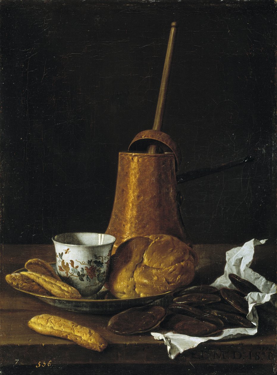 Csendélet csokoládéval és péksüteményekkel, 1770 alkotó: Luis Egidio Melendez