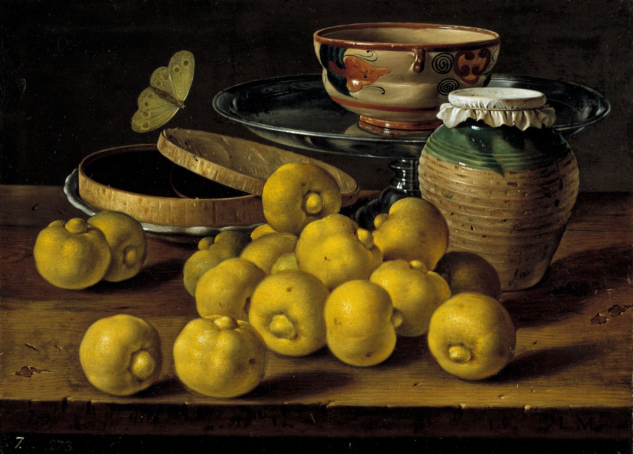 Csendélet lime-mal, lekváros fazék és pillangó par Melendez, Luis Egidio (1716-1780), XVIII. század második fele. - Olaj, vászon, 35x48 - Museo del Prado, Madrid alkotó: Luis Egidio Melendez