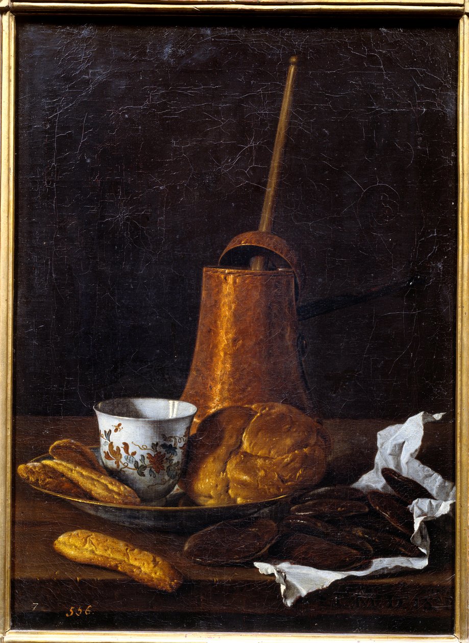 A csokoládé. Luis Melendez (1716 - 1780), spanyol iskola festménye alkotó: Luis Egidio Menendez or Melendez