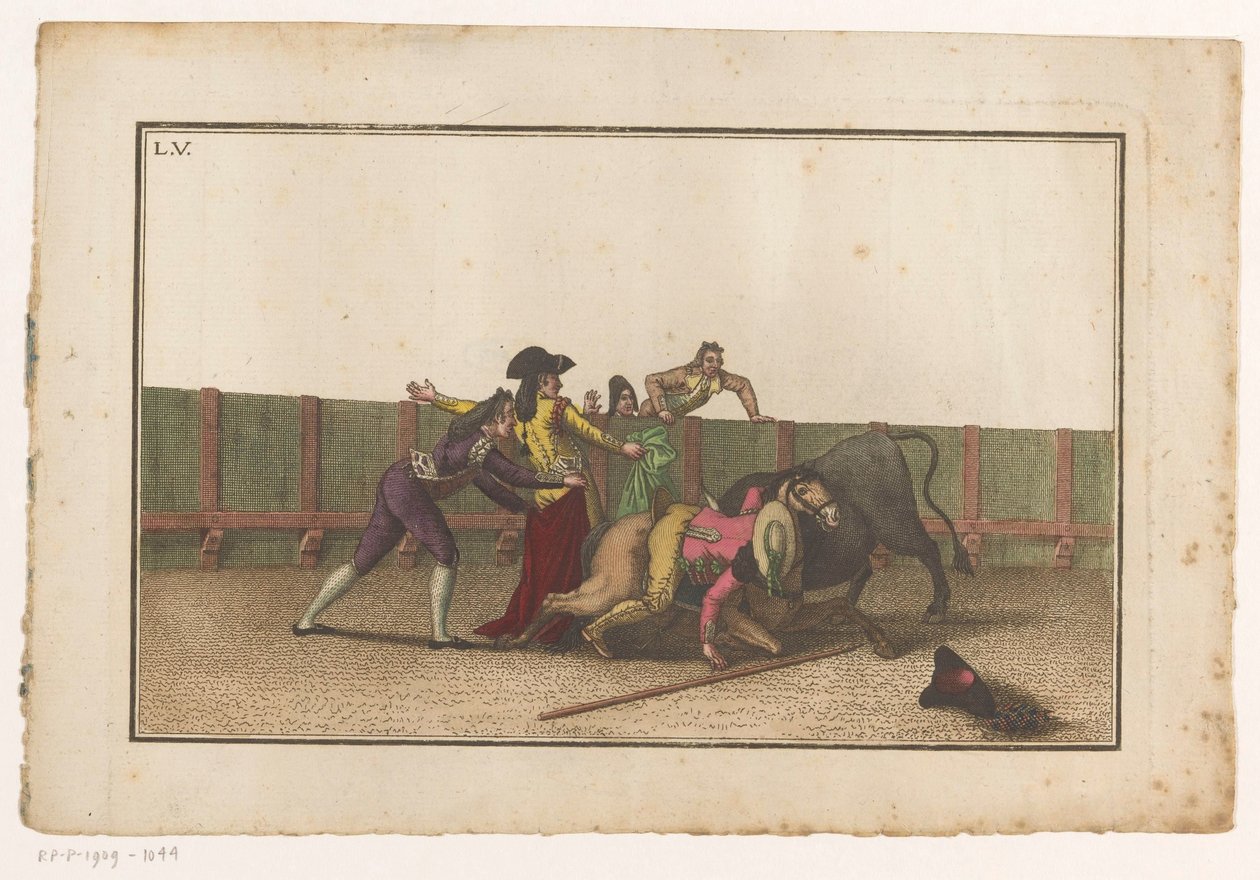 Picador leesett a lováról Coleccion de las Principles suertes de una corrida de toros (sorozat címe) A legfontosabb bikaviadal manőverek gyűjteménye (sorozat címe) alkotó: Luis Fernandez Noseret