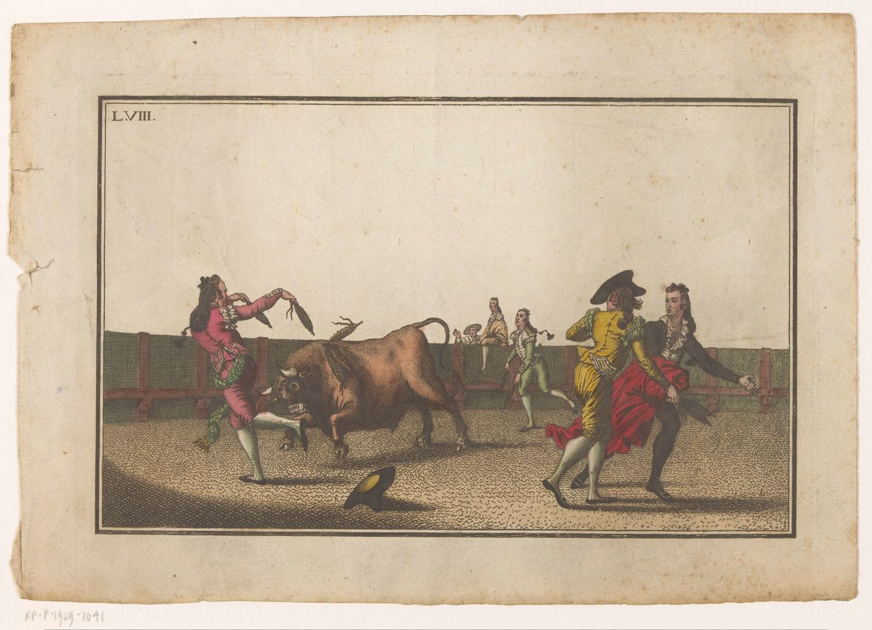 A Bikát banderillával próbálják kihívni Coleccion de las Principles suertes de una corrida de toros (sorozat címe) A legfontosabb bikaviadal manőverek gyűjteménye (sorozat címe) alkotó: Luis Fernandez Noseret