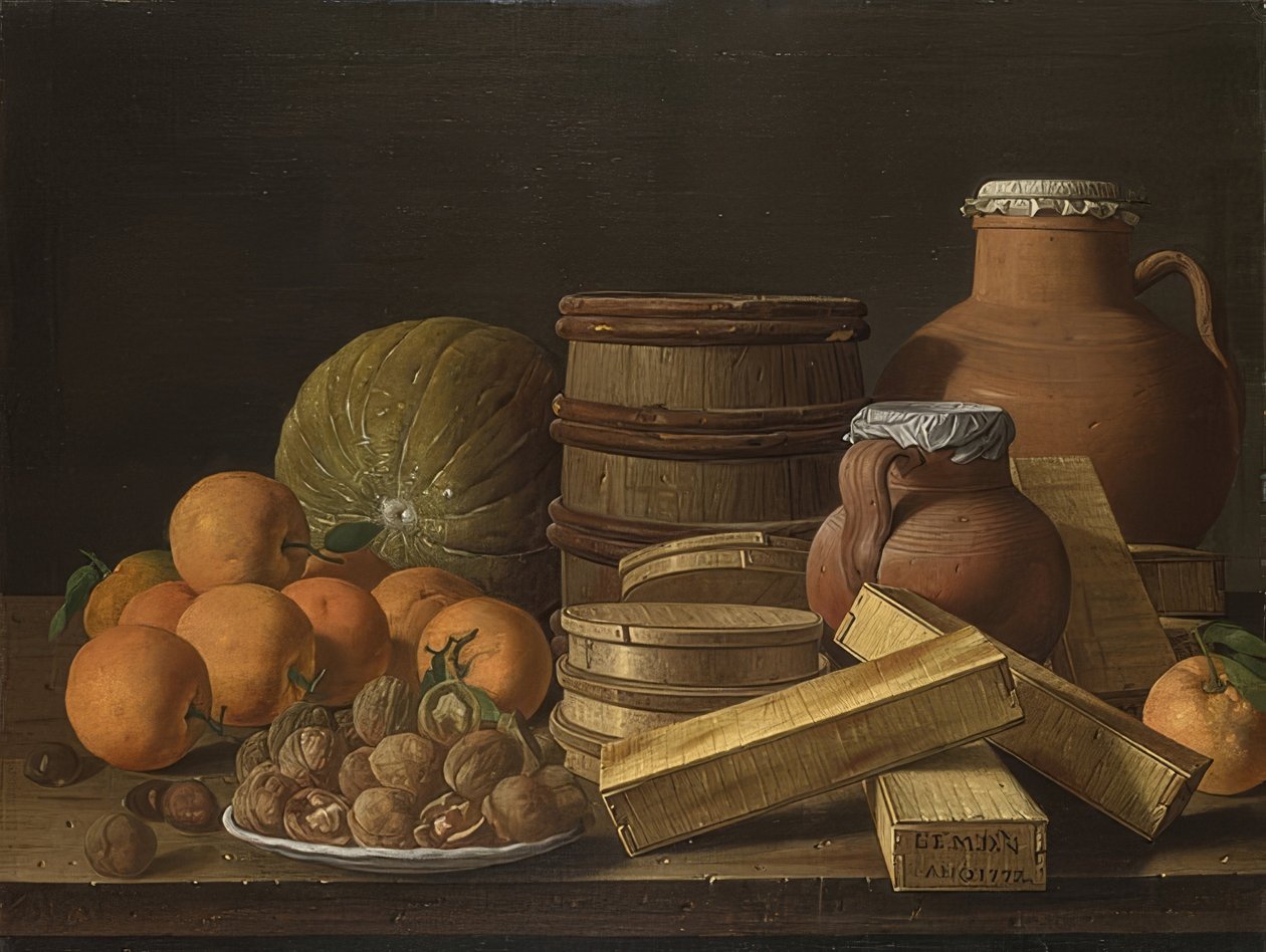 Csendélet naranccsal és dióval. 1772 alkotó: Luis Egidio Melendez