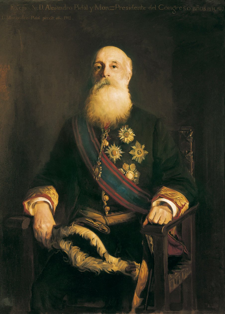 Alejandro PIDAL Y MON (1846-1913) spanyol politikus és a Katolikus Unió tagja portréja. Luis Menendez Pidal (1861-1932) festménye alkotó: Luis Menendez Pidal
