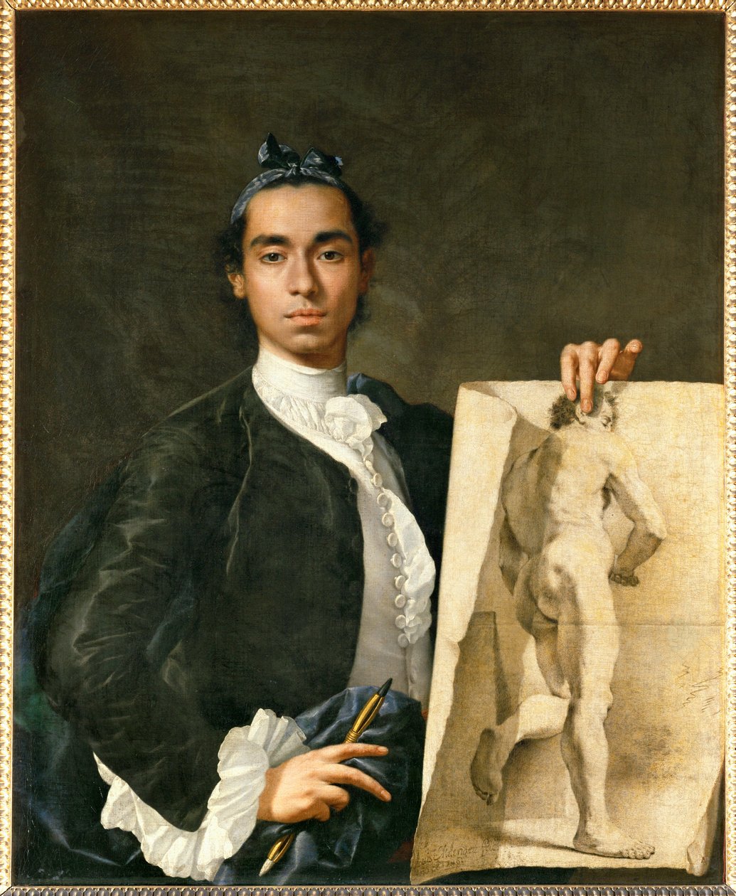 A művész portréja, kezében akadémiai ... alkotó: Luis Menendez or Melendez