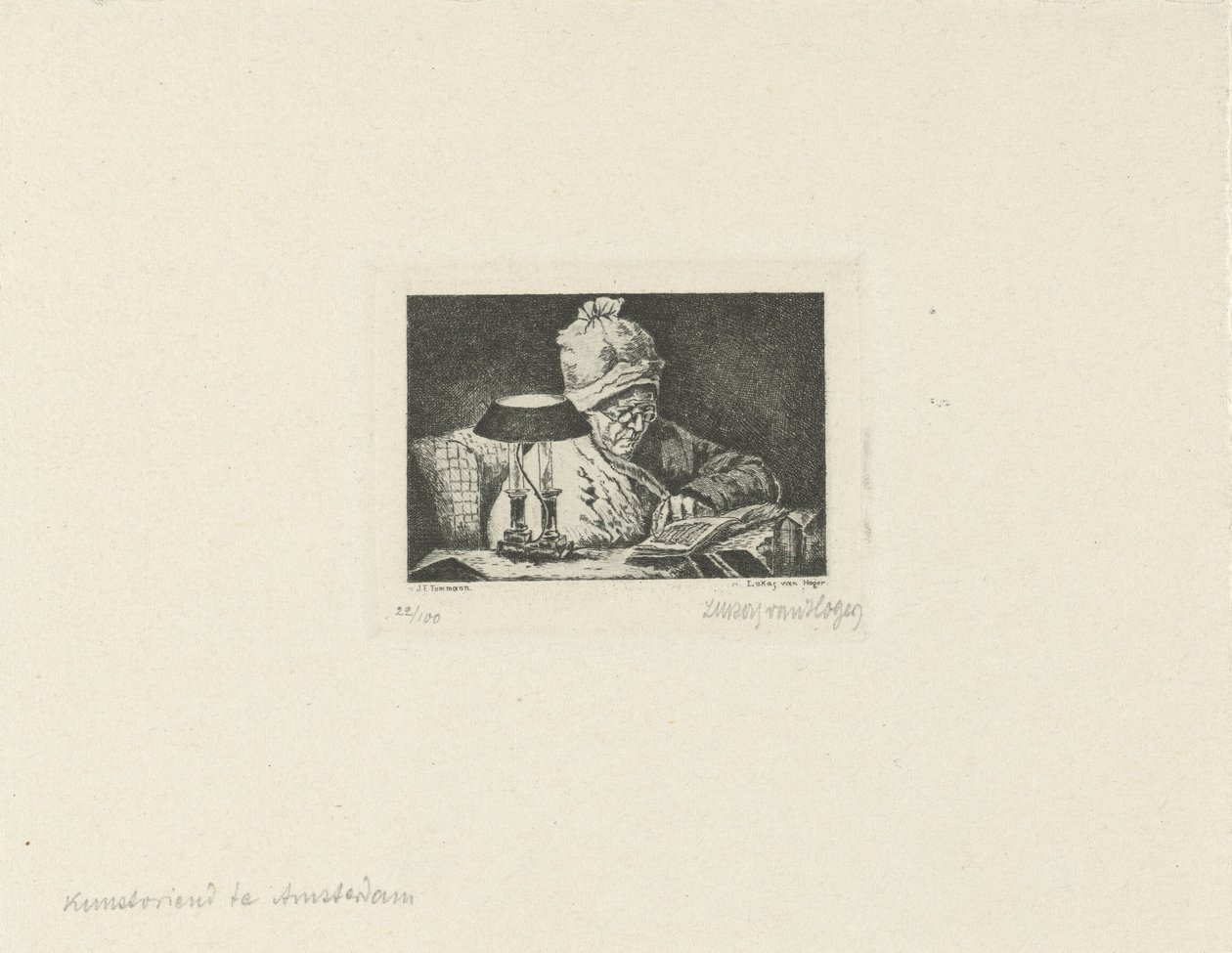olvasó ember alkotó: Lukas van Hoger (signed by artist)