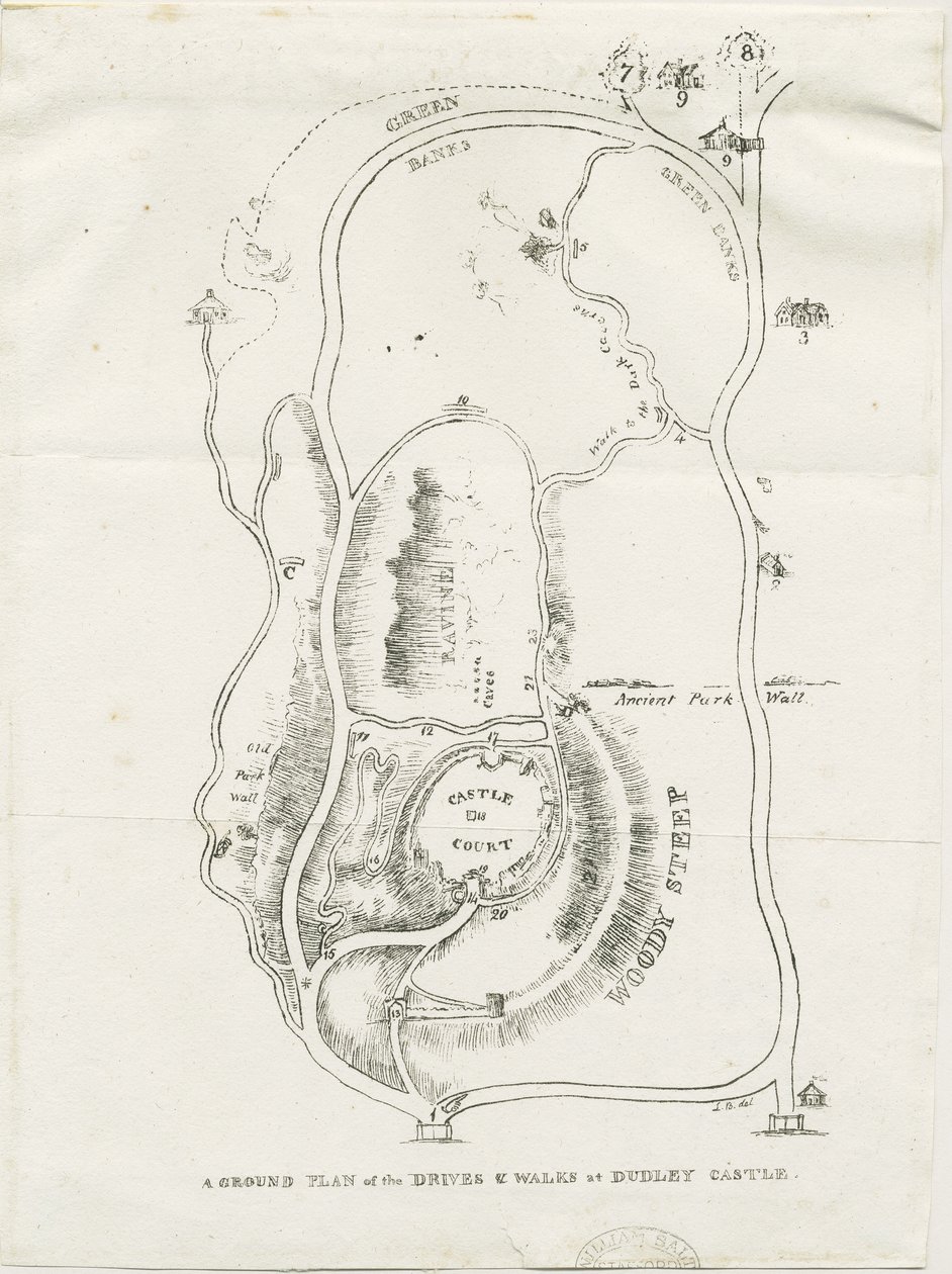 Dudley kastély: litográfia, nd [c 1825] alkotó: Luke Booker