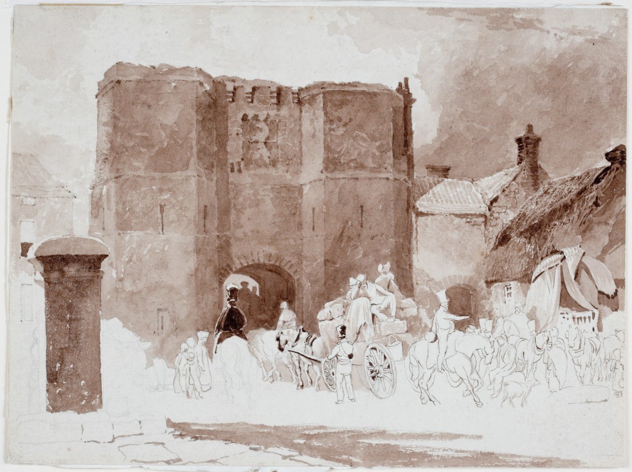 Hotspur Tower, Alnwick (ceruza és akvarell papíron) alkotó: Luke Clennell
