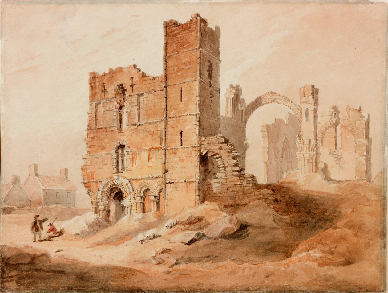 Lindisfarne Abbey - Nyugati front (ceruza és akvarell papíron) alkotó: Luke Clennell