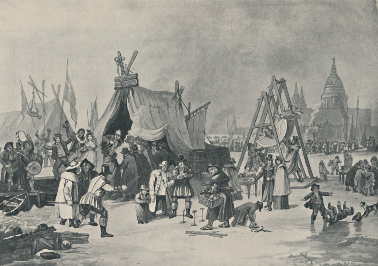 Vásár a befagyott Temzén, 1814, 1920 alkotó: Luke Clennell