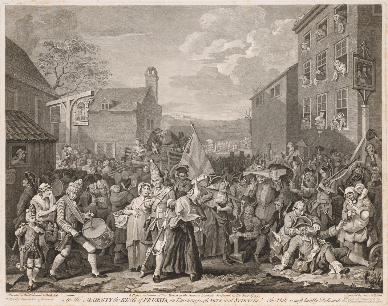 Március Finchley-be 1746-ban Hogarth után, 1750. alkotó: Luke Sullivan