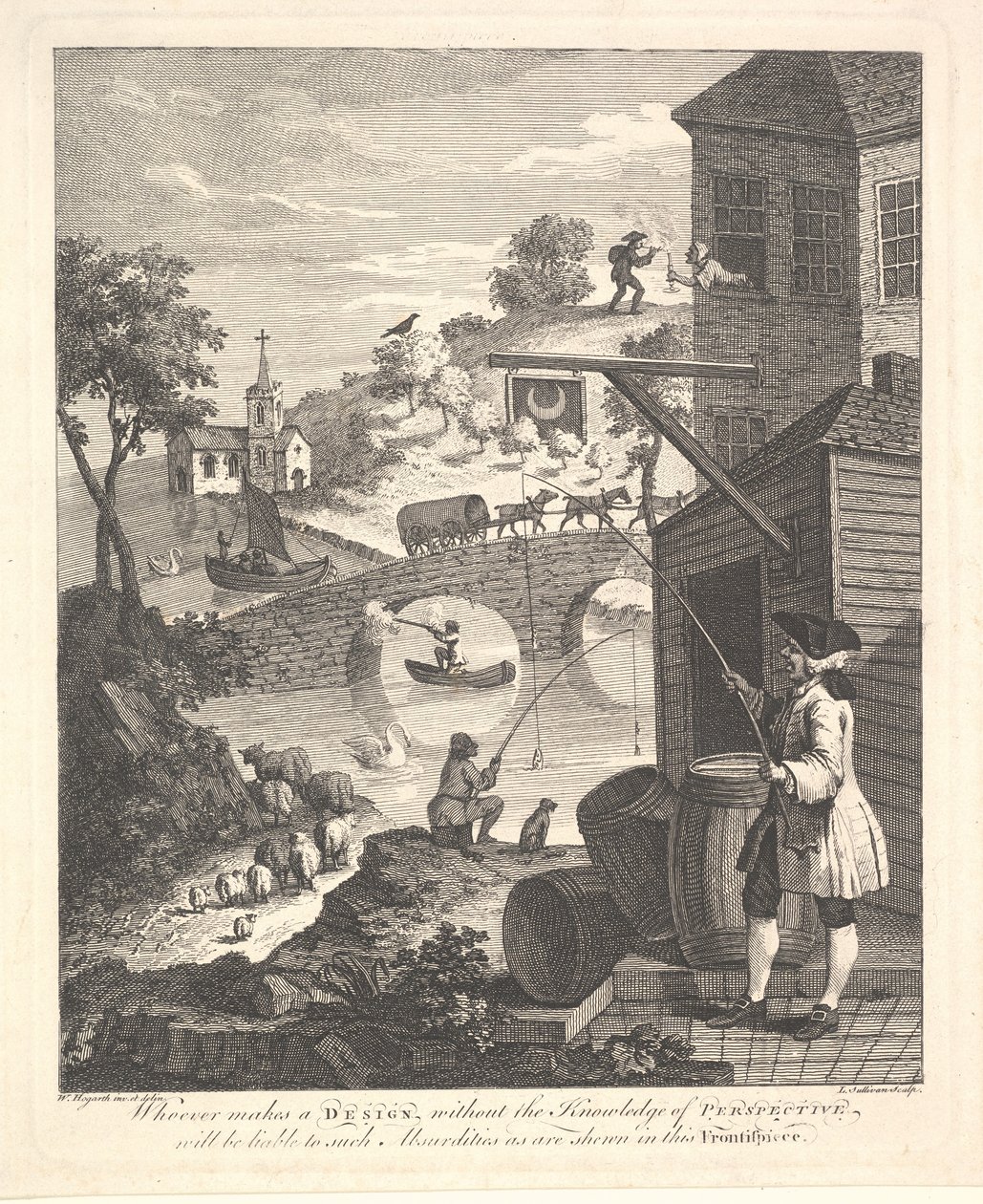 Satire on False Perspective: Frontispiece to Kirbys Perspective, 1754. február. alkotó: Luke Sullivan